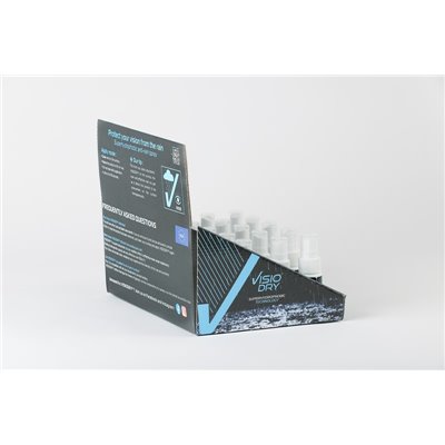VISIODRY Superhydrofobowy spray 15 ml - opakowanie detaliczne po 20 sztuk MOTO ze stojakiem
