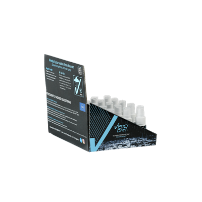 VISIODRY Superhydrofóbny Spray 20ml - obchodné balenie 20ks MOTO so stojanom